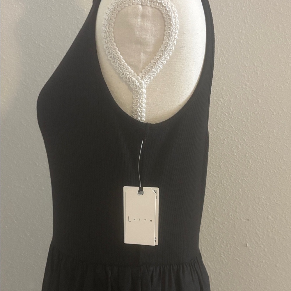 Leith Black Fit and Flare Dress Size M Sleeveless Minimalist Skater Dress - Picture 11 of 12